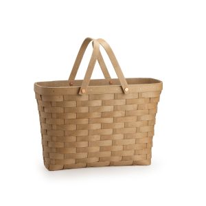 Handled Tote Basket with Protector - Light Brown