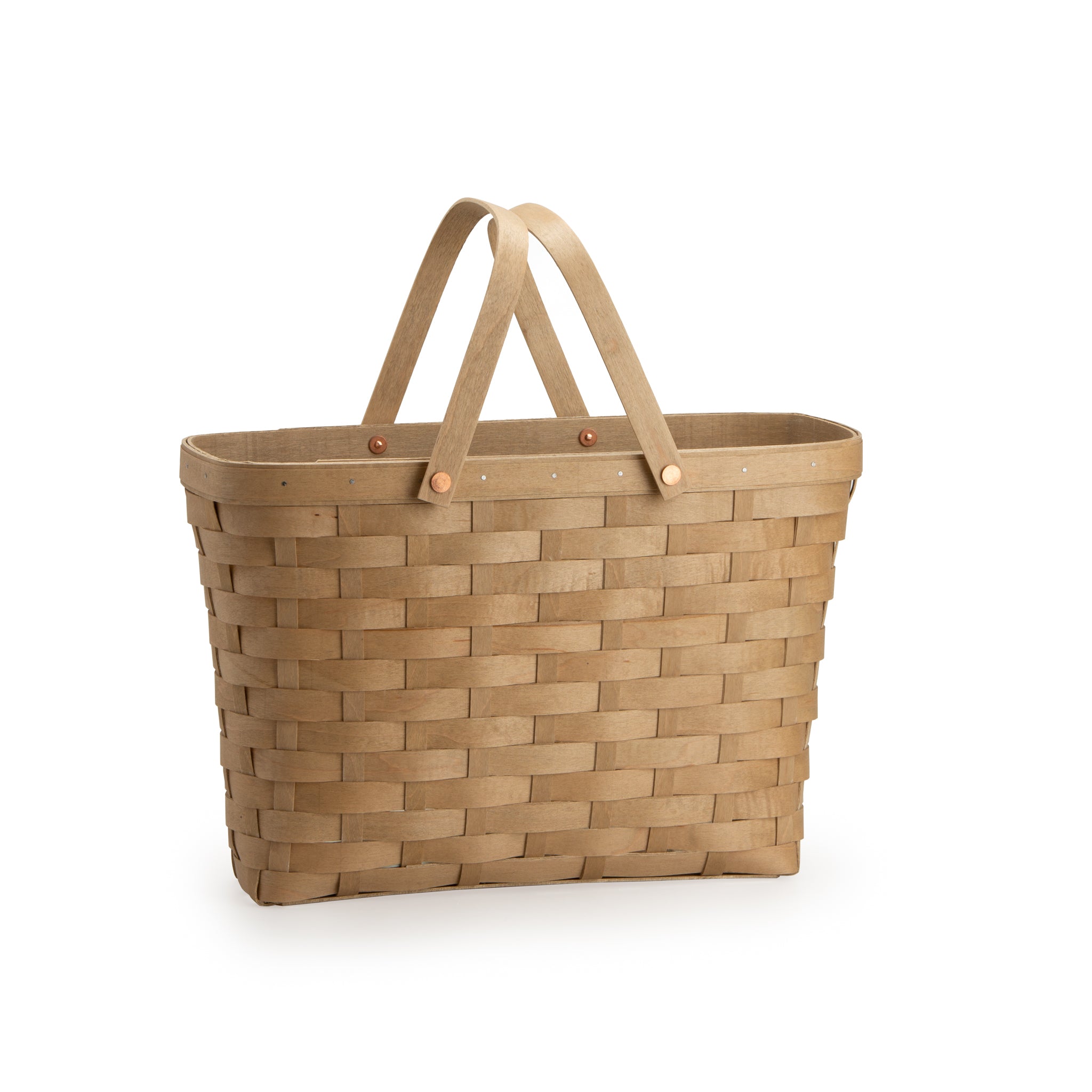 Handled Tote Basket - Light Brown - Image 2