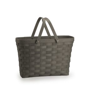Handled Tote Basket with Protector - Pewter