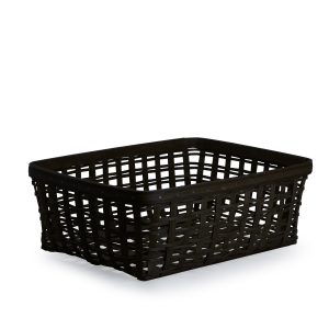 1896 Large Rectangle Organizing Open Weave Basket with Protector - Black