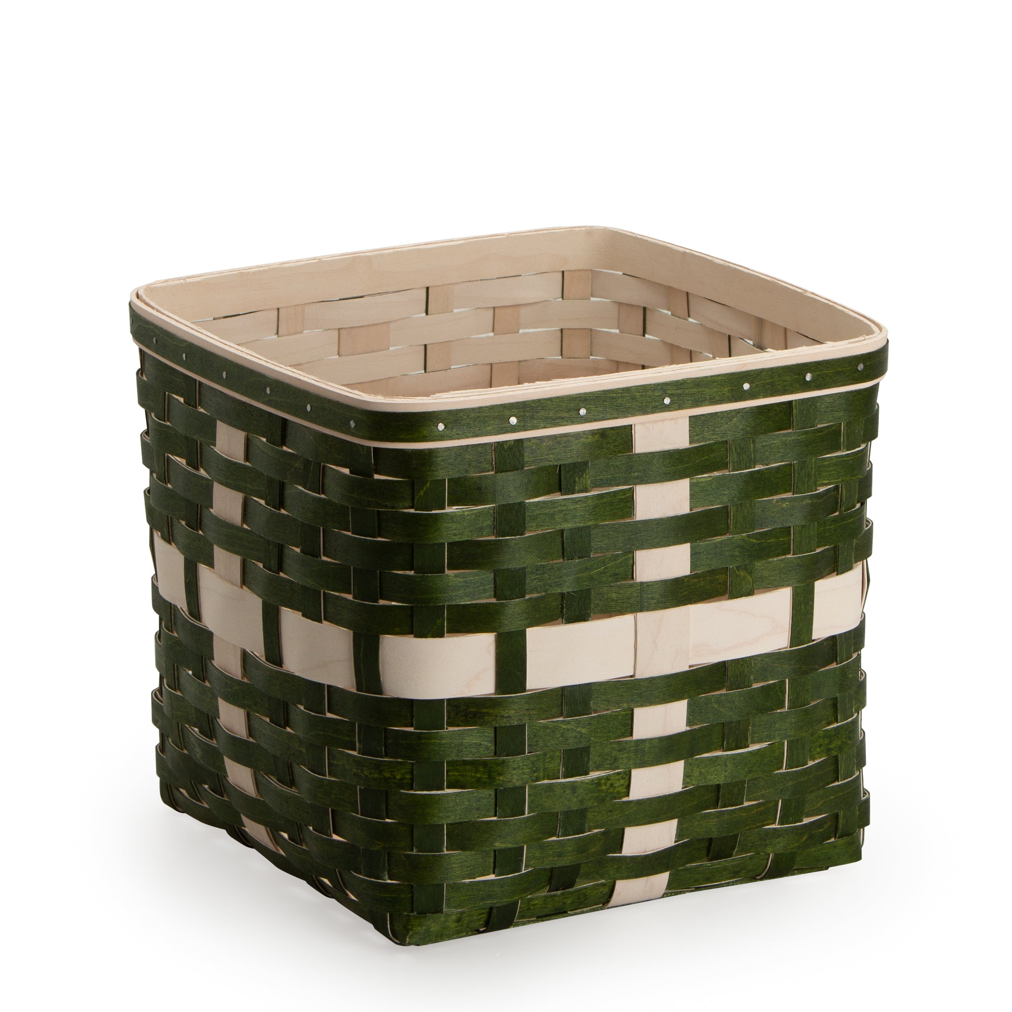 Holiday Present Basket Set with Protector and Lid - Bold Green and White - Image 2