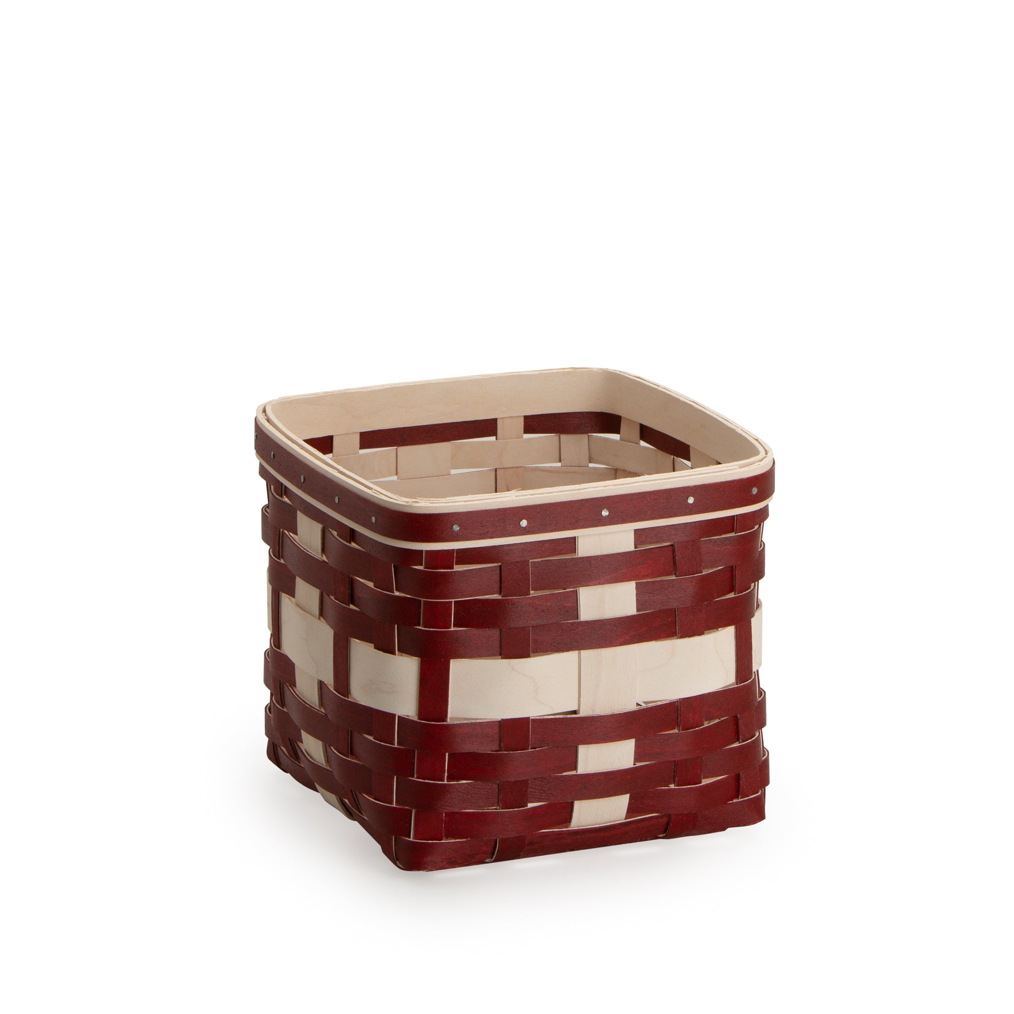 Small Holiday Present Basket with Protector and Lid - Bold Red and White - Image 2