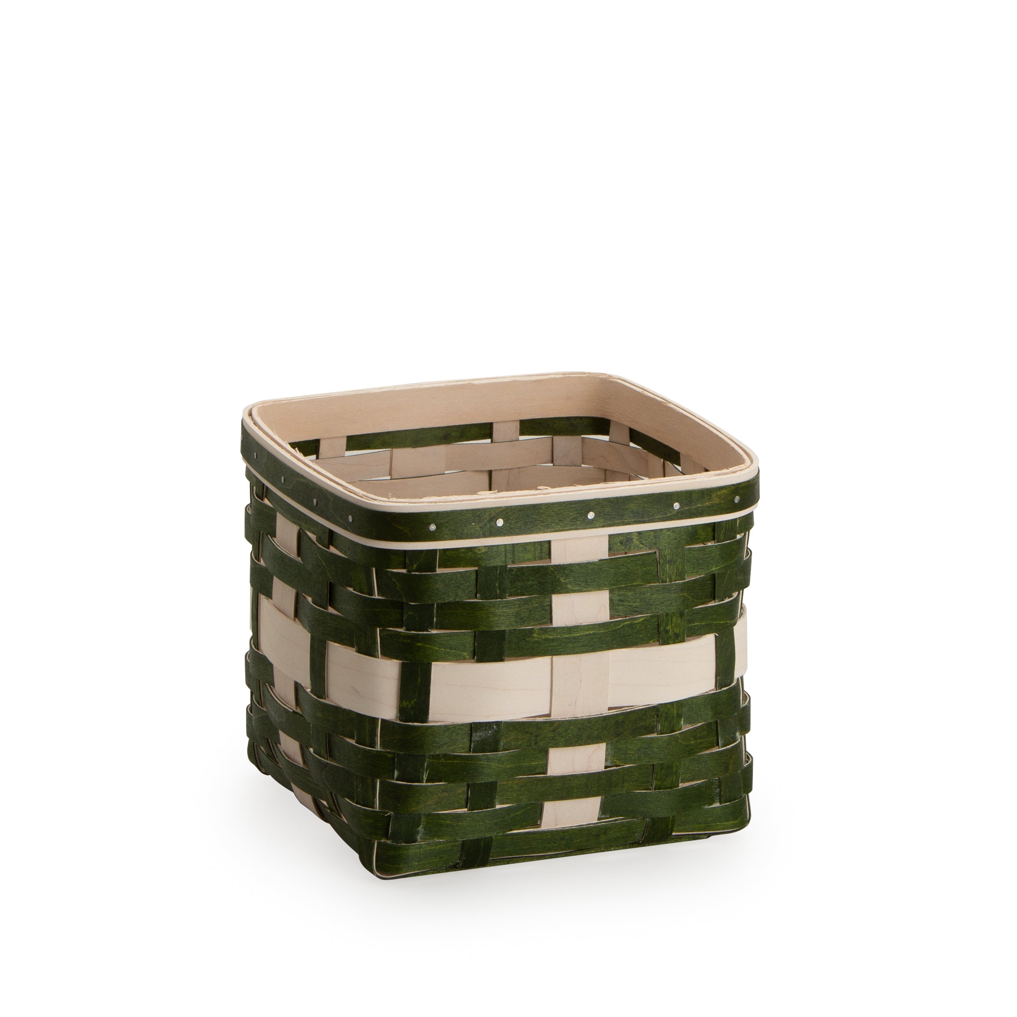 Small Holiday Present Basket with Protector and Lid - Green and White - Image 2