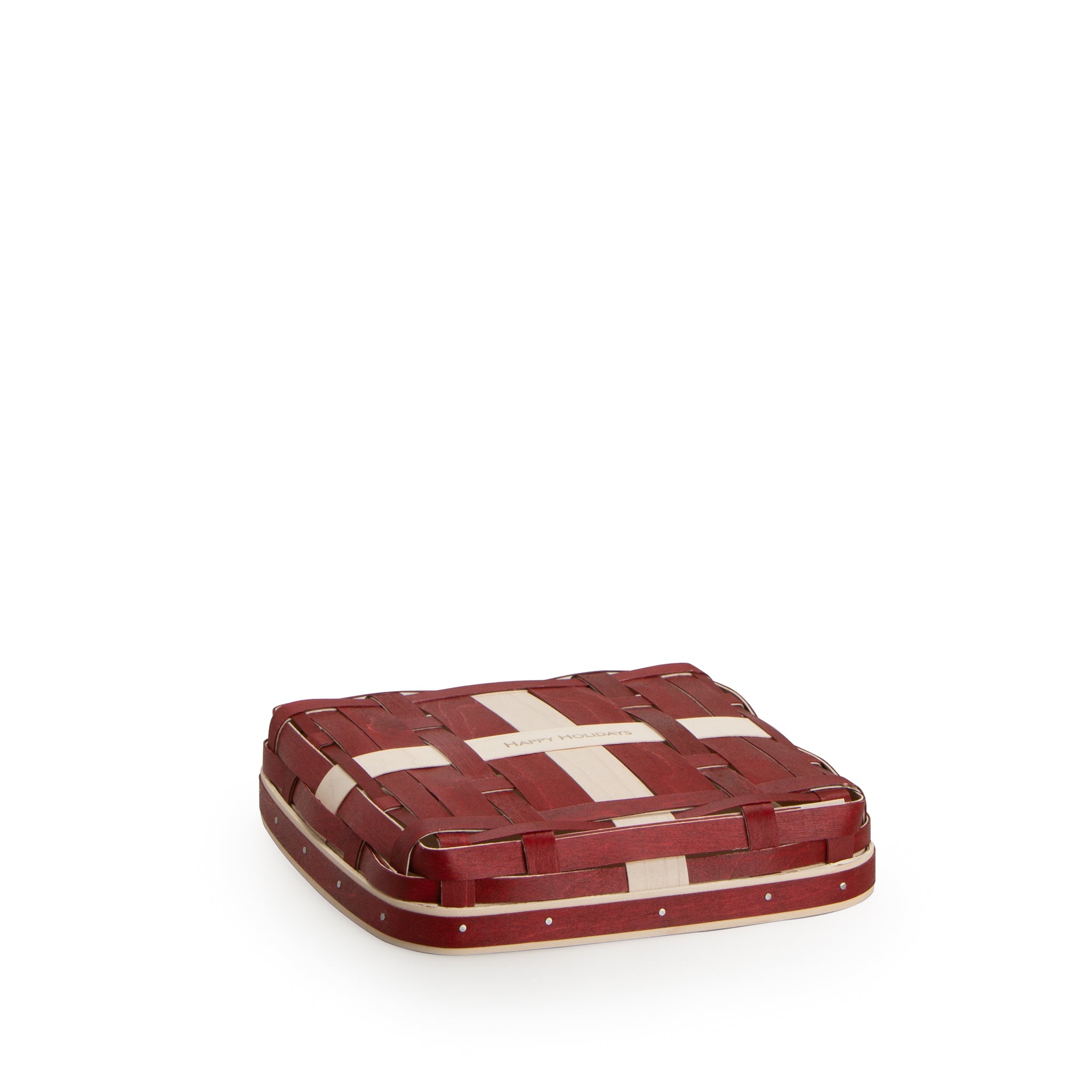 Small Holiday Present Basket with Protector and Lid - Bold Red and White - Image 4