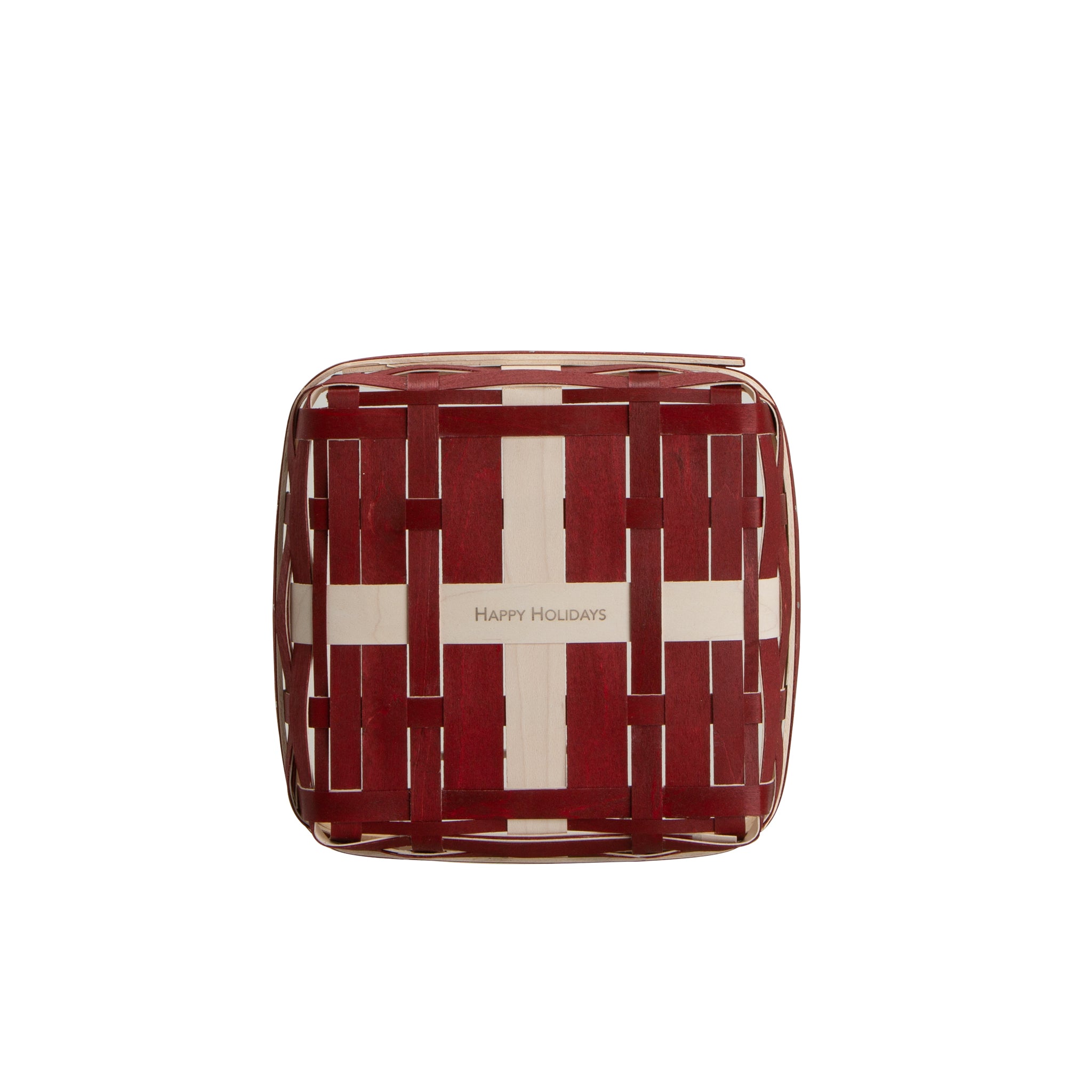 Small Holiday Present Basket with Protector and Lid - Bold Red and White - Image 3