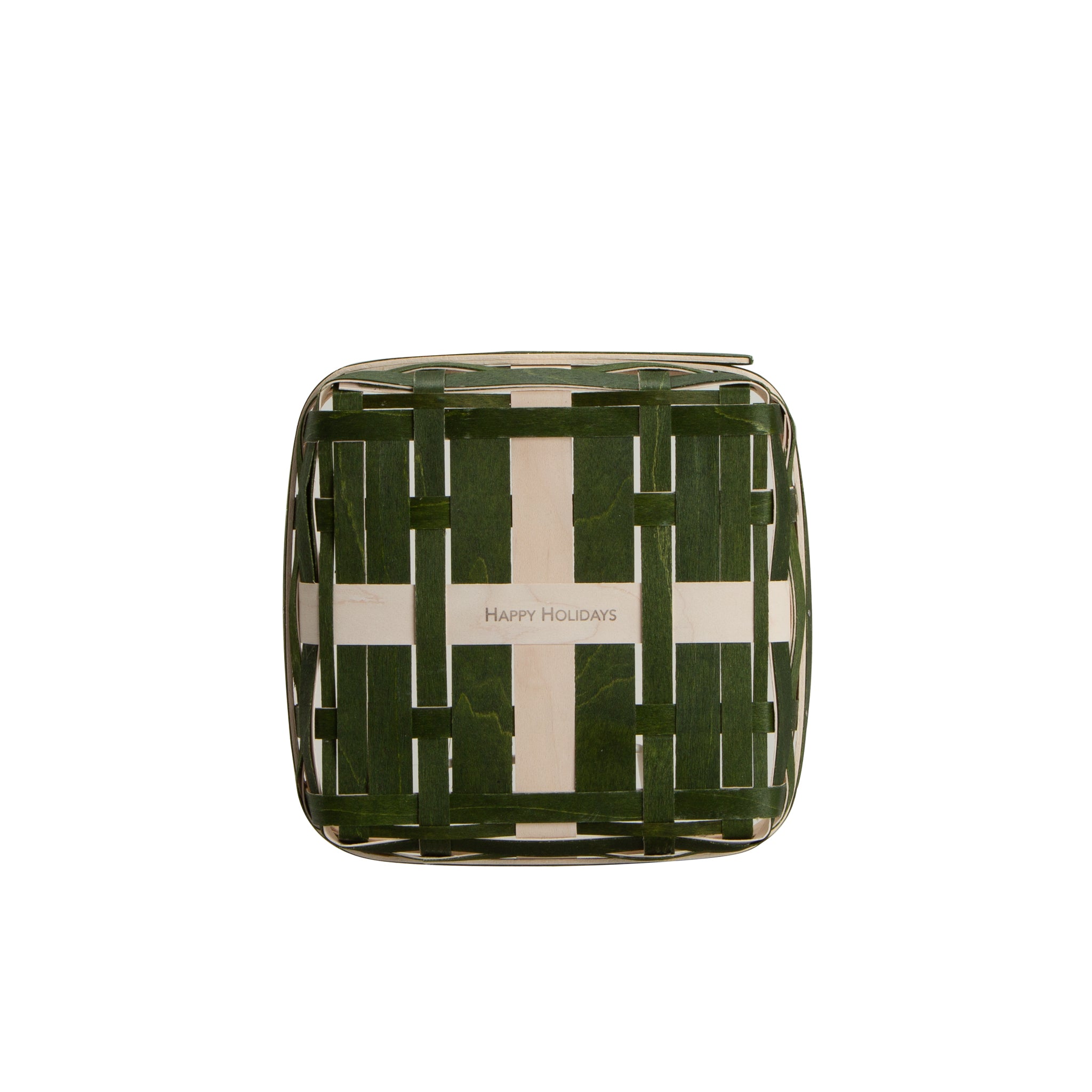 Small Holiday Present Basket with Protector and Lid - Green and White - Image 3