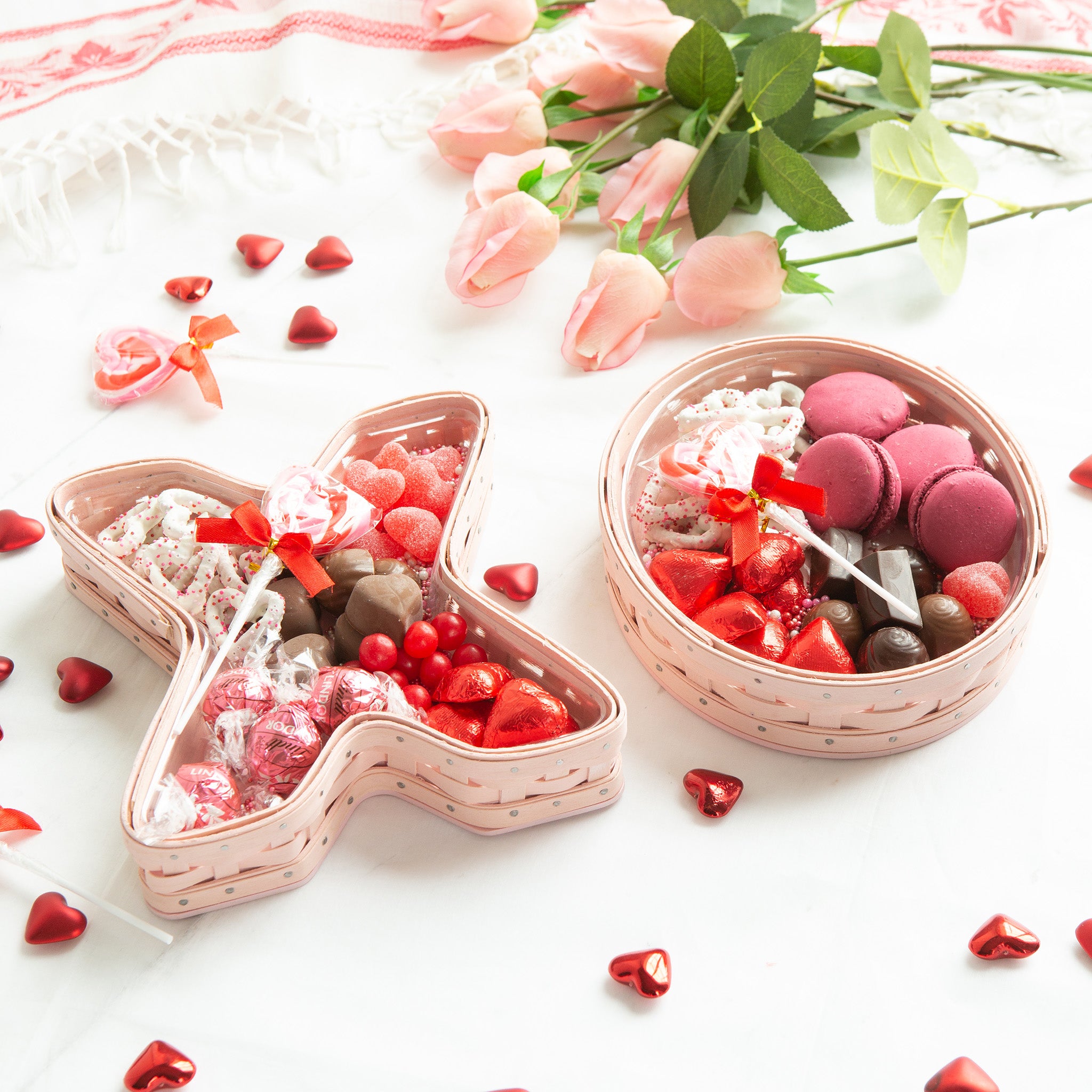 X and O Basket Set with Protectors - Pale Pink - Image 3
