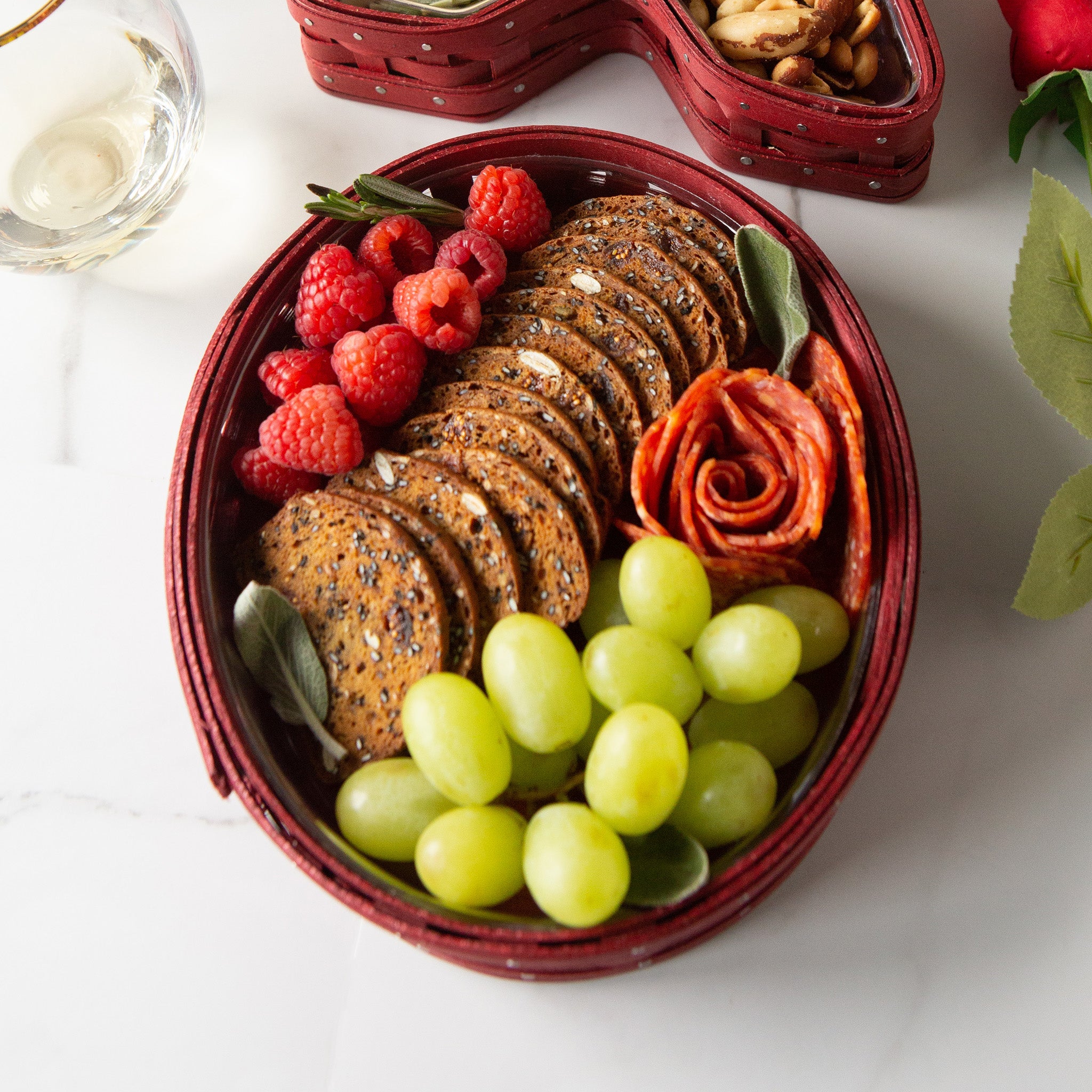 X and O Basket Set with Protectors - Pale Pink and Bold Red - Image 3
