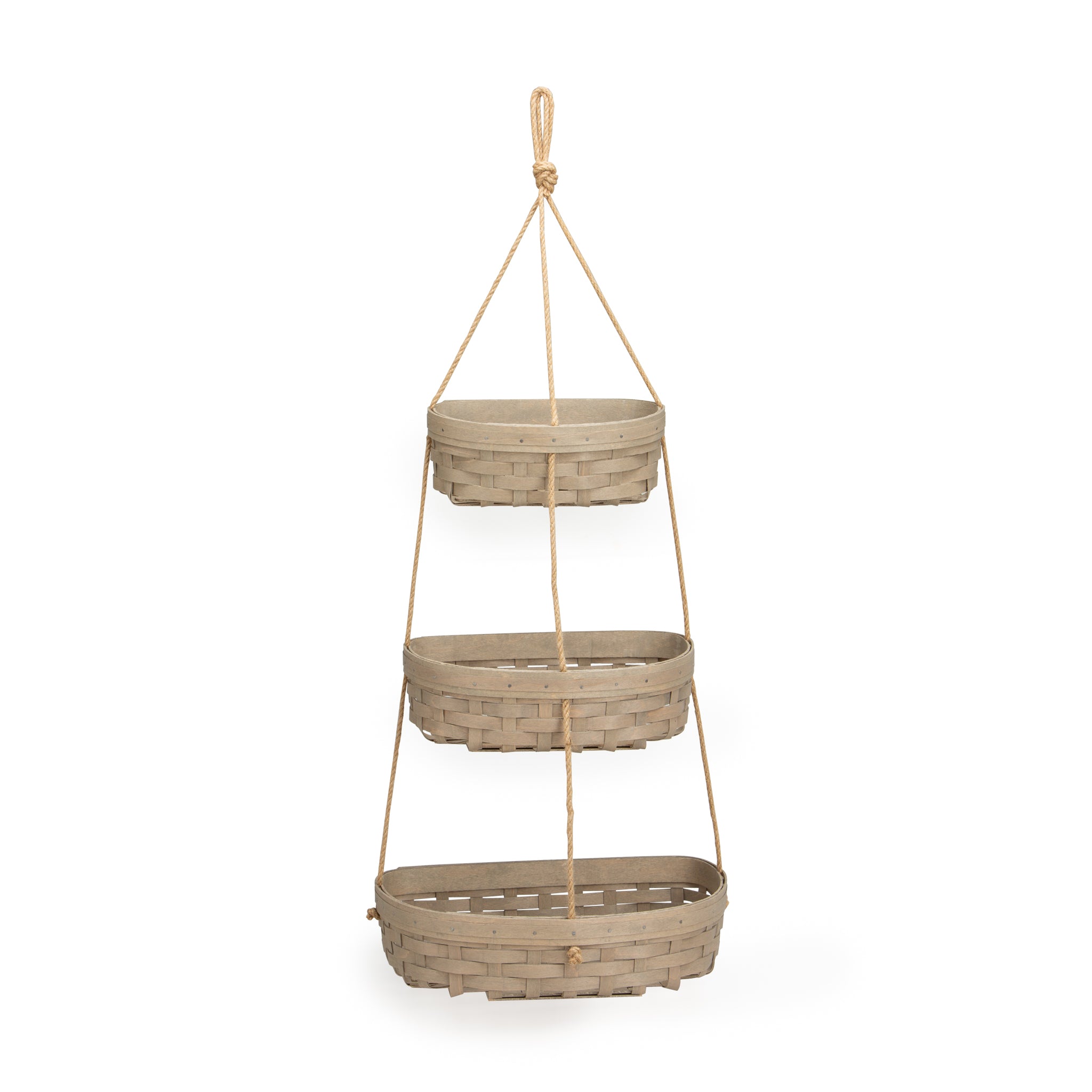 Hanging Three Tier Basket - Pale Grey