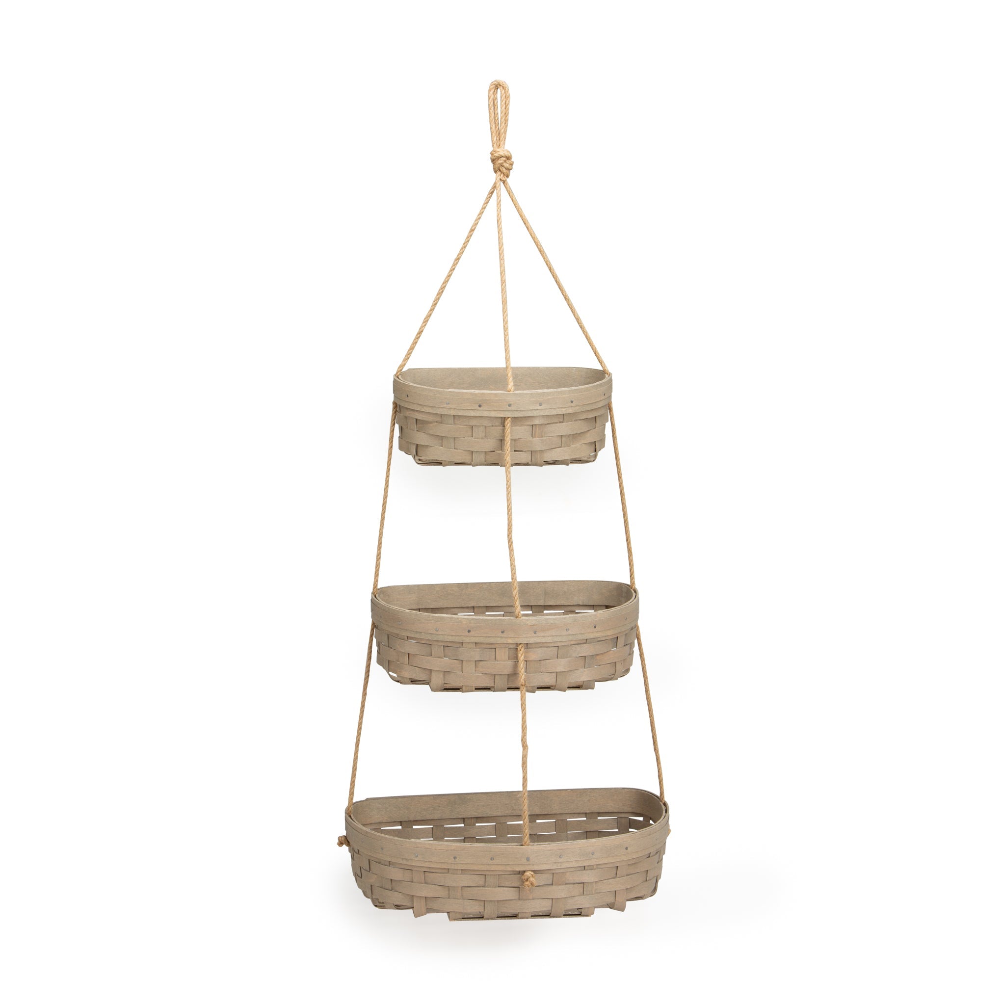 Hanging Three Tier Basket with Protectors - Pale Grey
