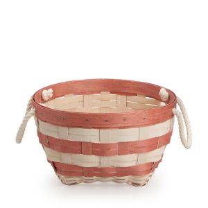 Medium Inter-stacking Rope Basket with Protector - Light Red Stripe