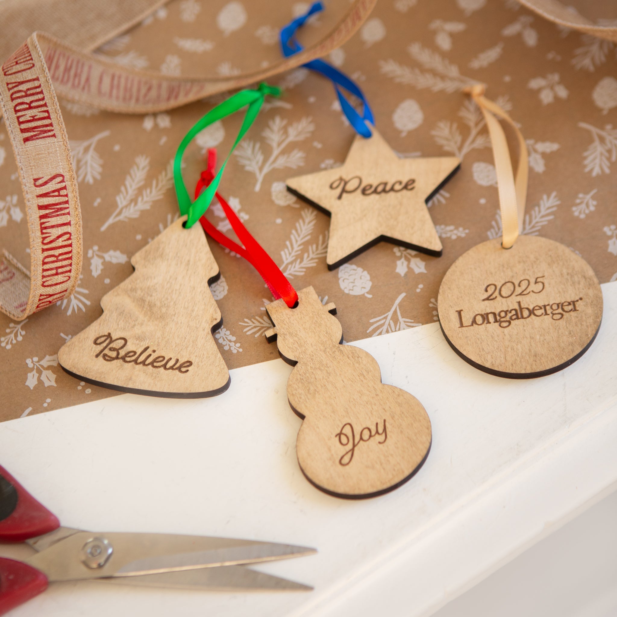 Christmas 4-Piece Wooden Ornament Set - Assorted - Image 2