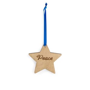 Christmas Wooden Star Ornament - Peace