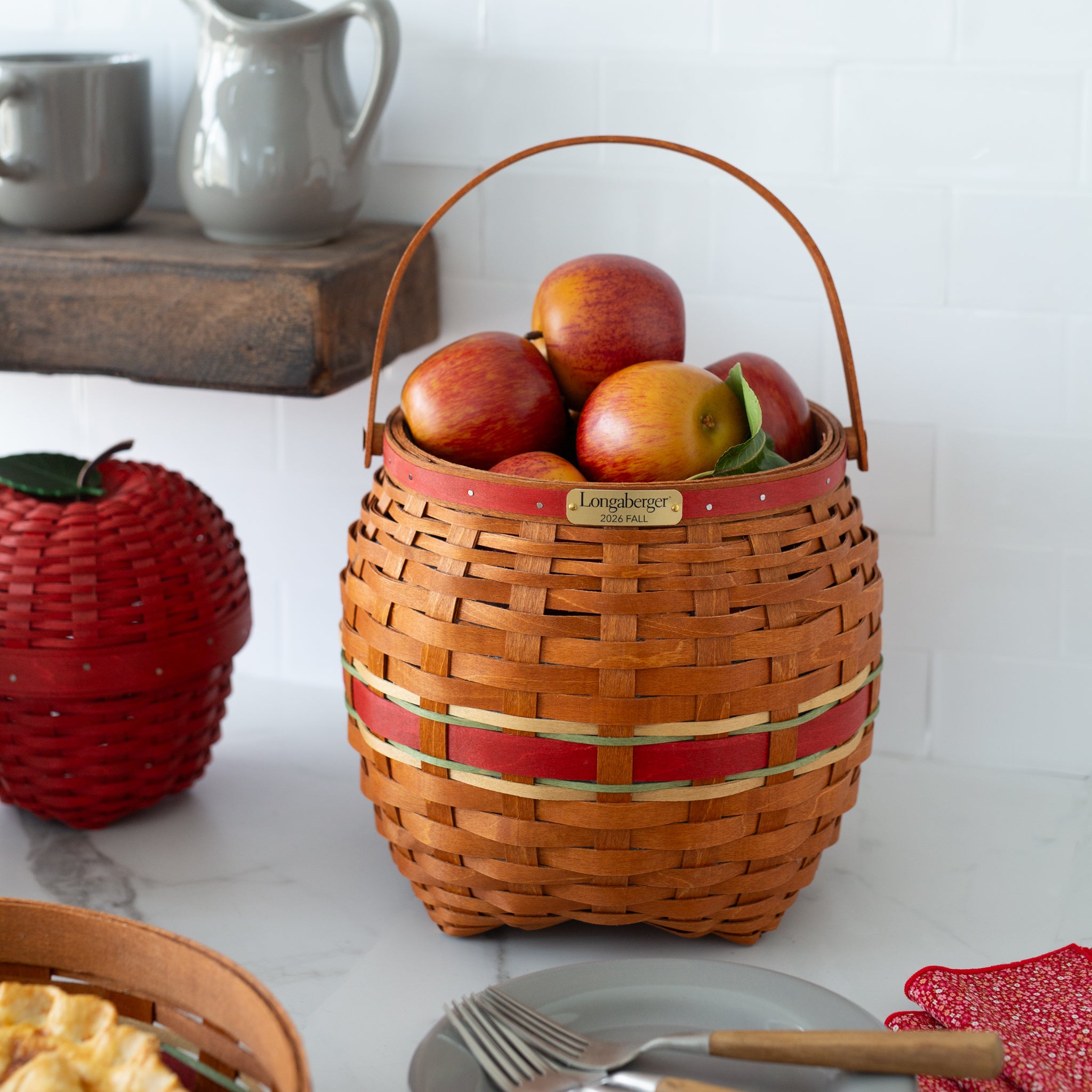 Collector's Apple Picking Medium Round Basket with Protector - Red - Image 3