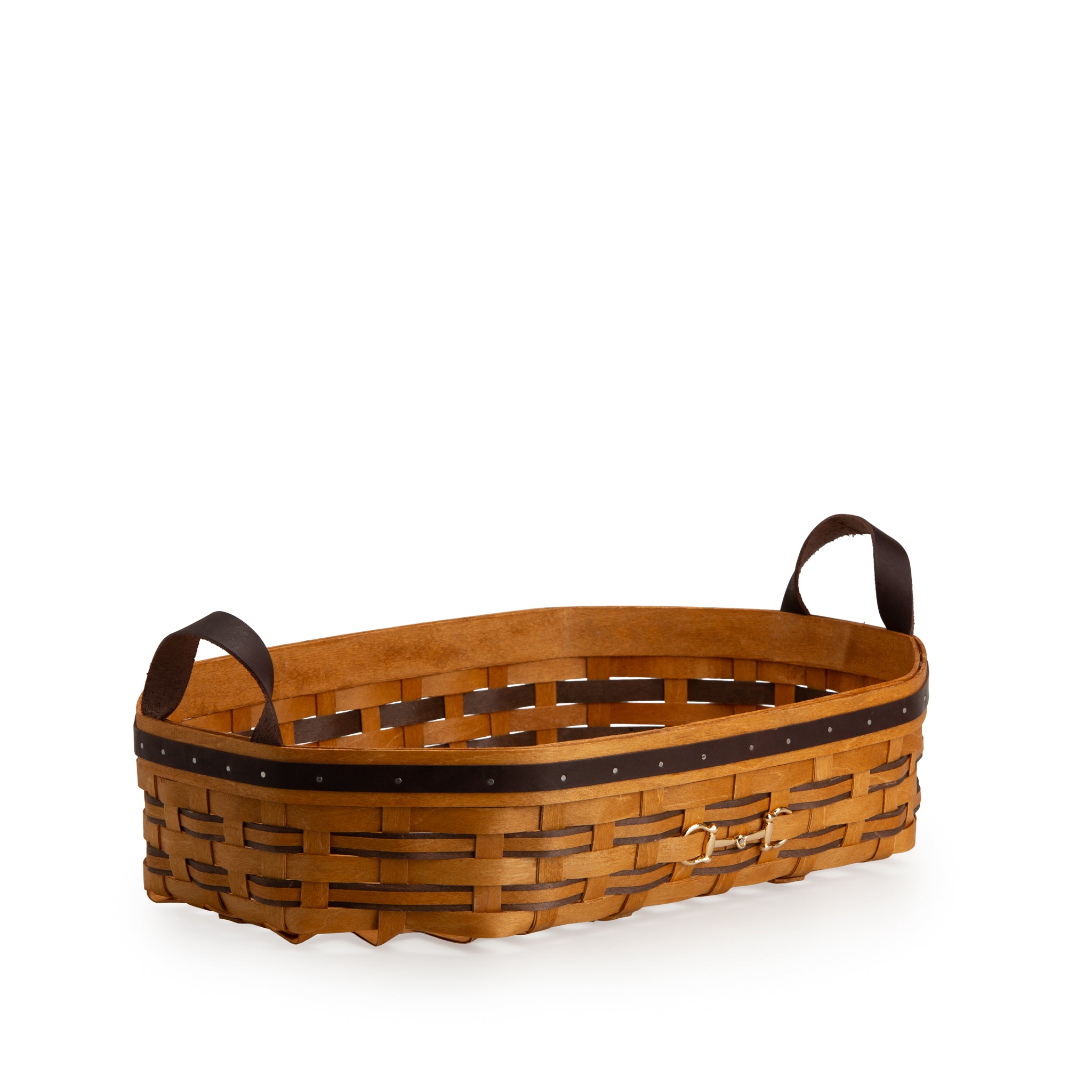 Equestrian Large Tray Basket with Protector - Leather Trim - Image 11