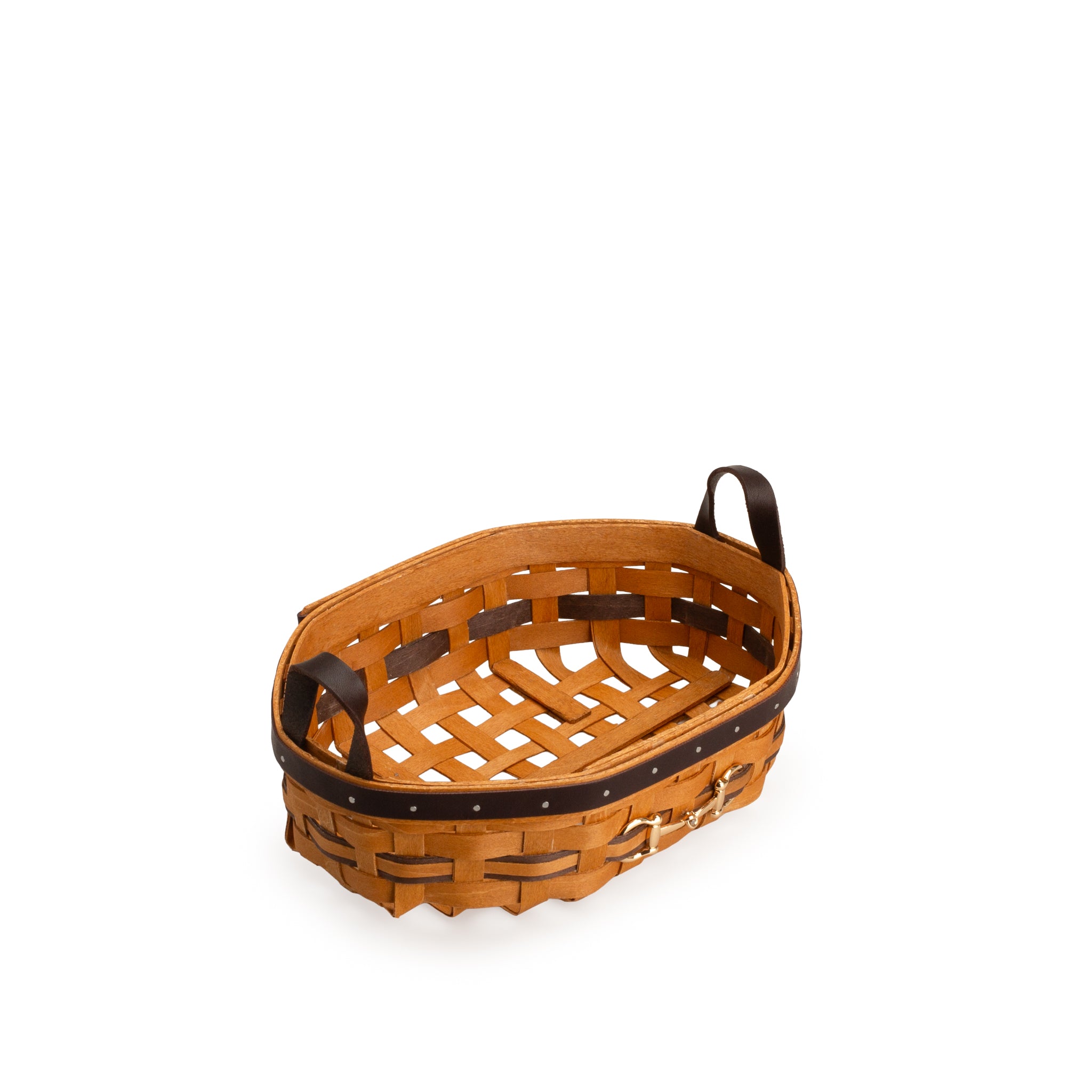 Equestrian Small Tray Basket with Protector - Leather Trim - Image 13