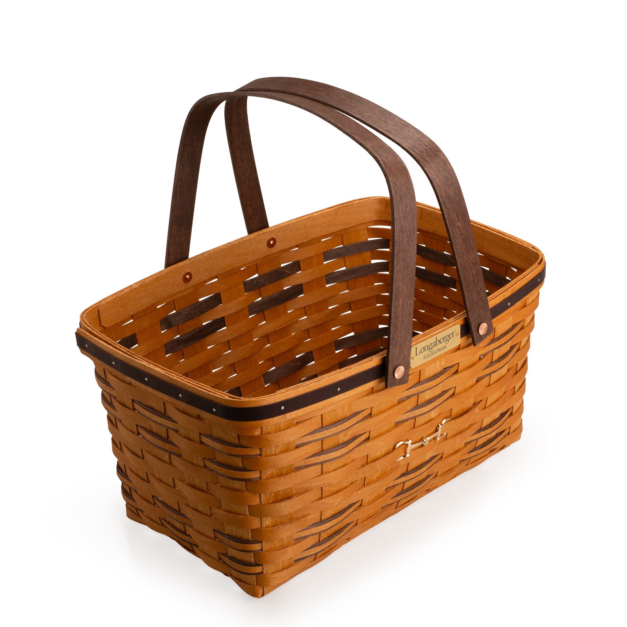 Collector's Equestrian Large Market Basket with Protector - Leather Trim - Image 10