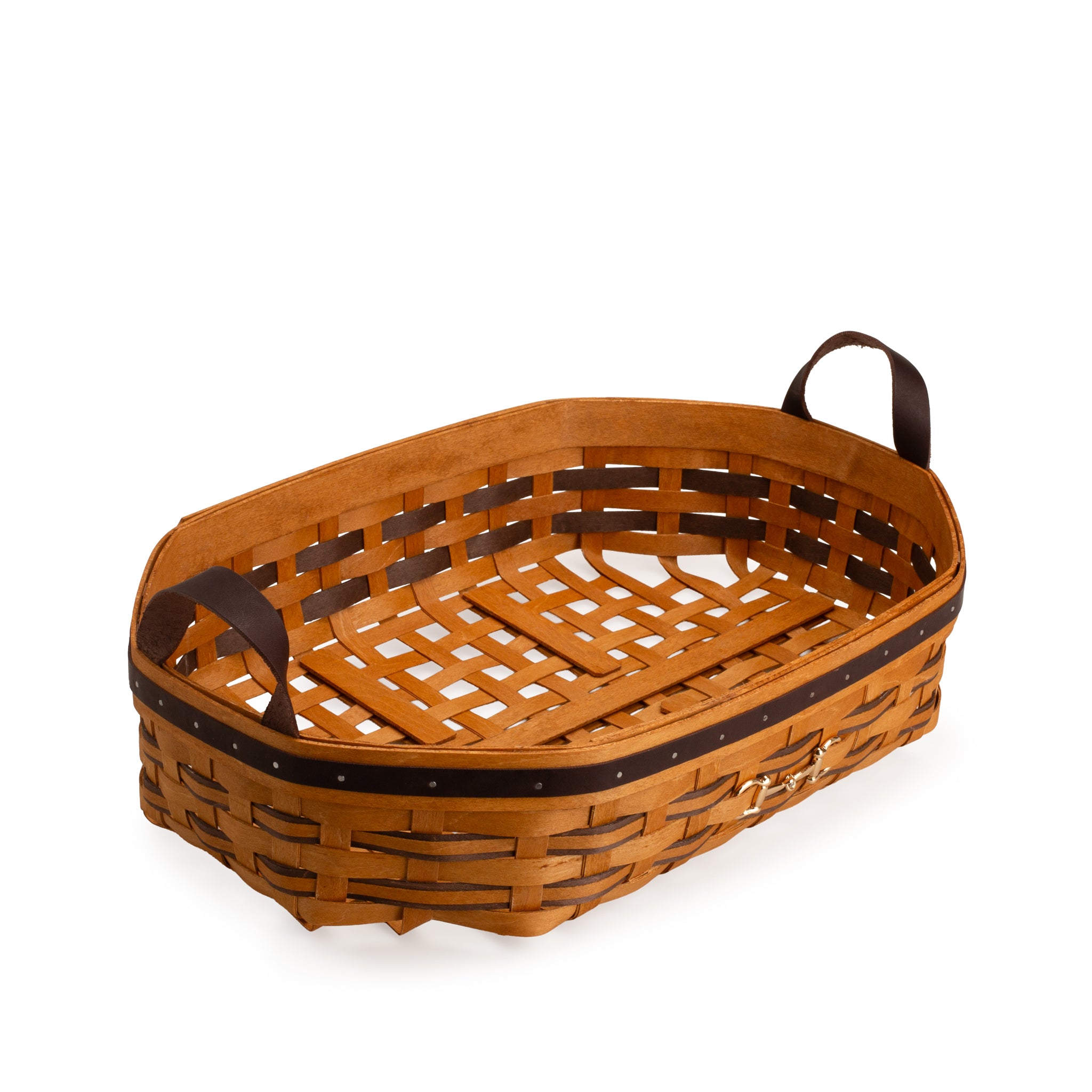 Equestrian Large Tray Basket with Protector - Leather Trim - Image 12