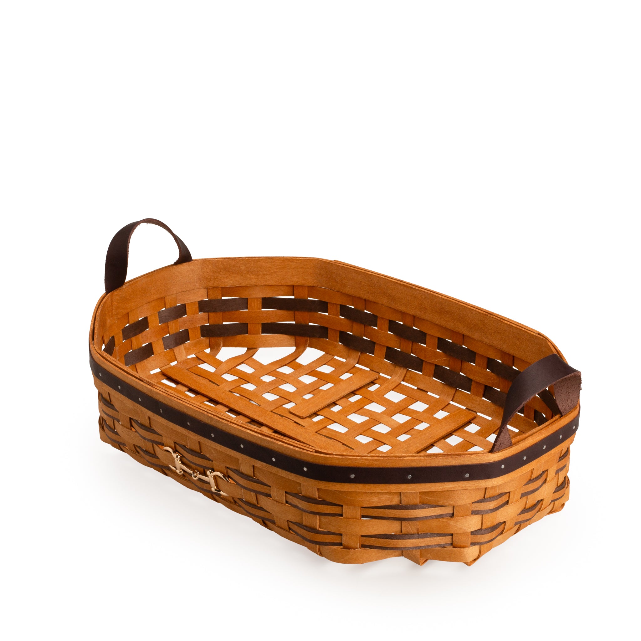 Equestrian Large Tray Basket with Protector - Leather Trim - Image 13