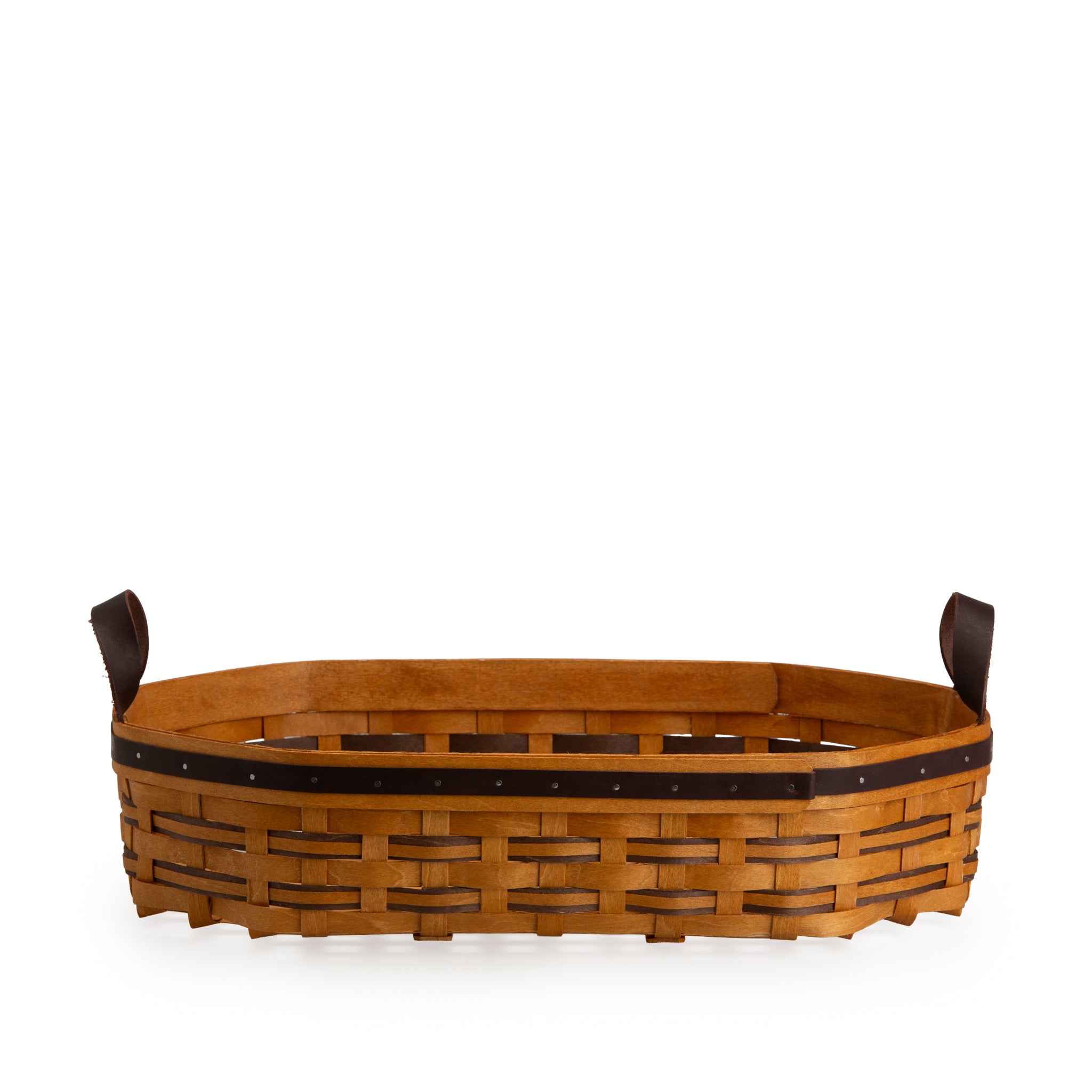 Equestrian Large Tray Basket with Protector - Leather Trim - Image 14