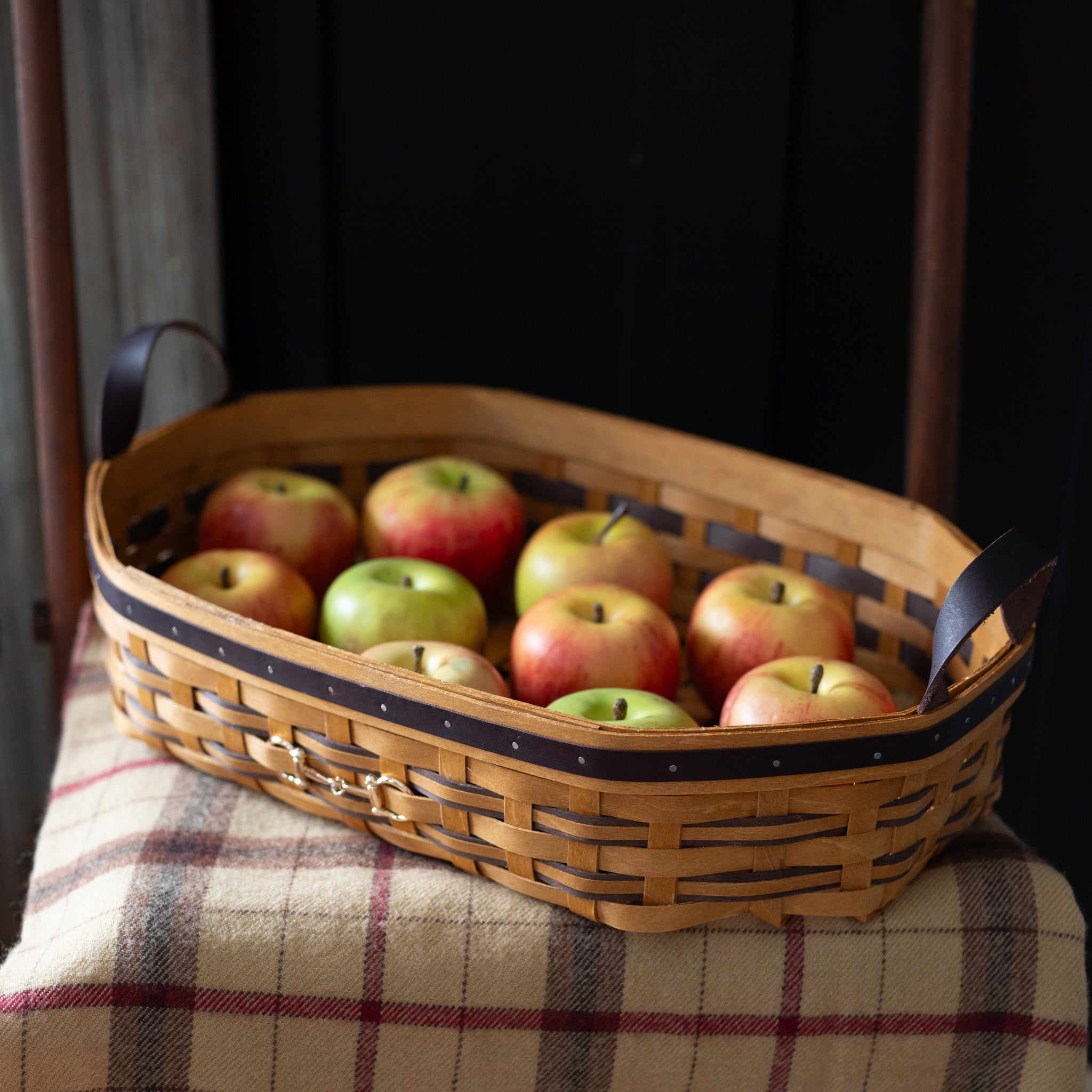 Equestrian Large Tray Basket with Protector - Leather Trim - Image 4