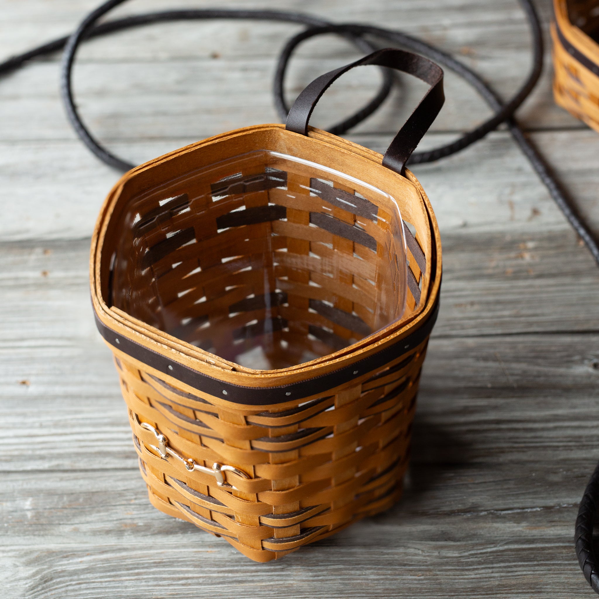 Equestrian Hanging Basket with Protector - Leather Trim - Image 5