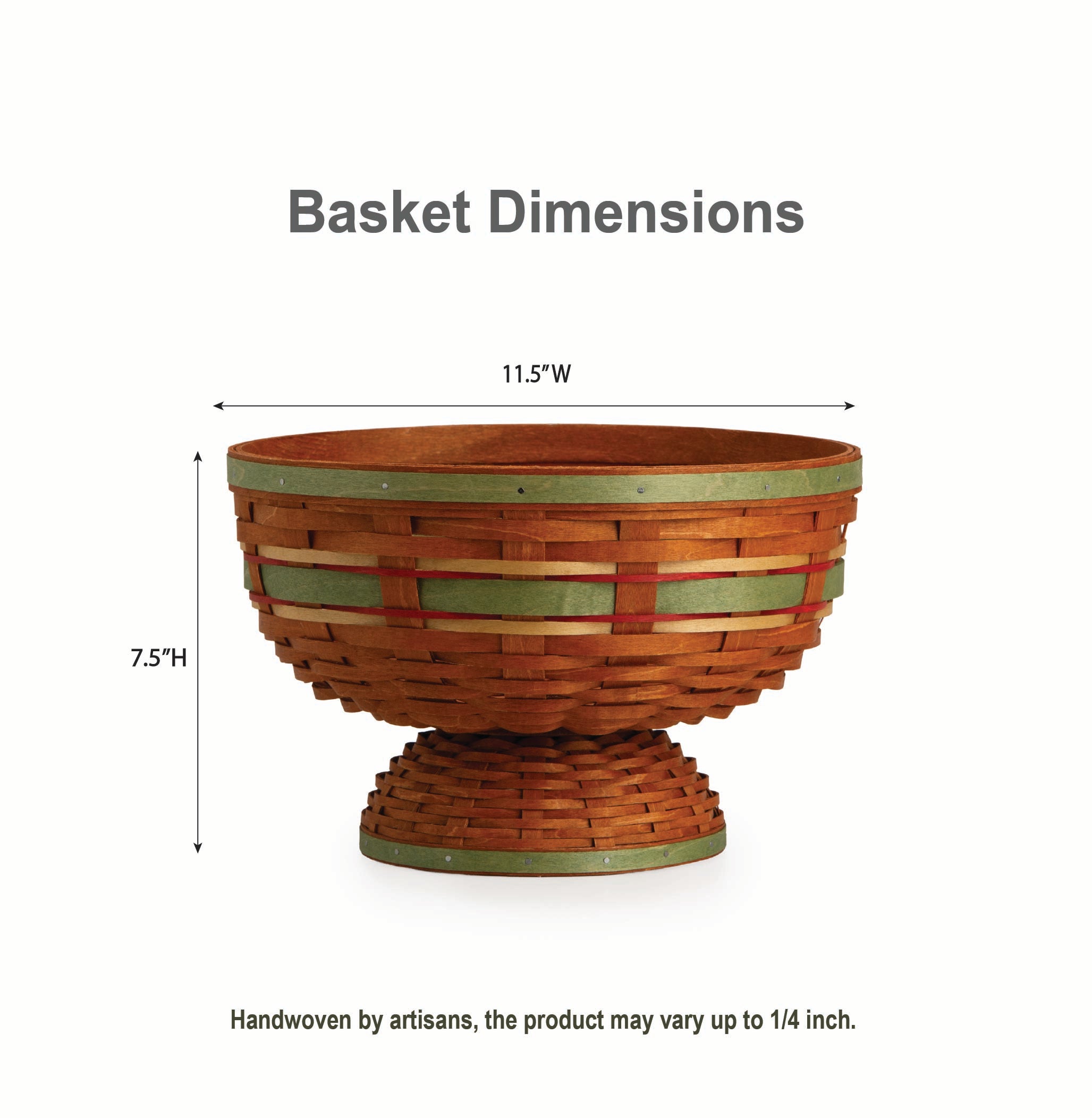 Apple Picking Medium Footed Fruit Bowl Basket with Protector - Red - Image 2