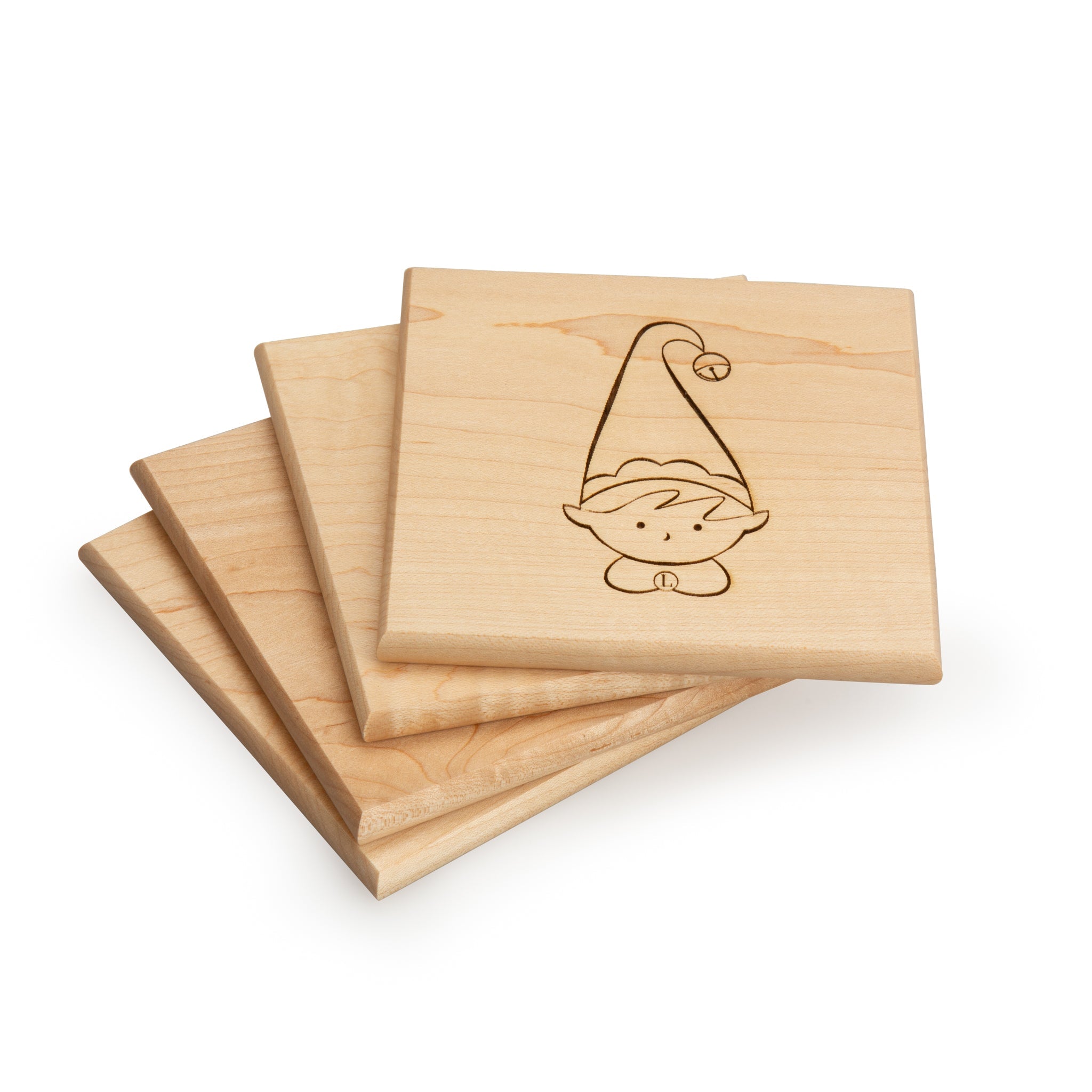 Elf Holiday Wood Coaster Set - Image 2