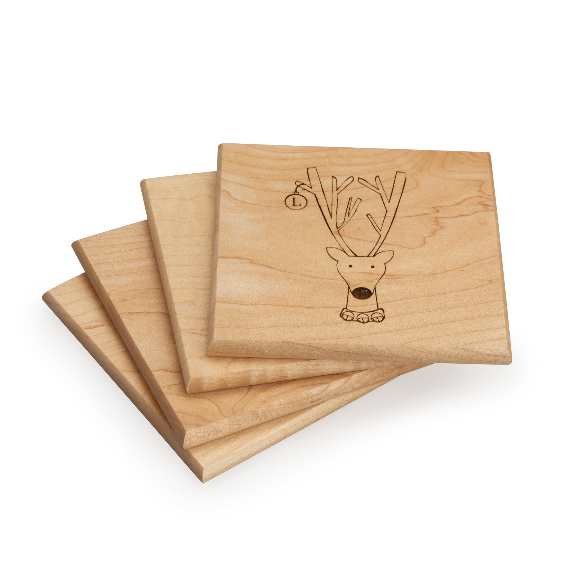 Reindeer Holiday Wood Coaster Set - Image 2