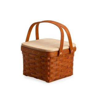 Mackinac Provision Picnic Basket with Lid and Protectors - Warm Cinnamon