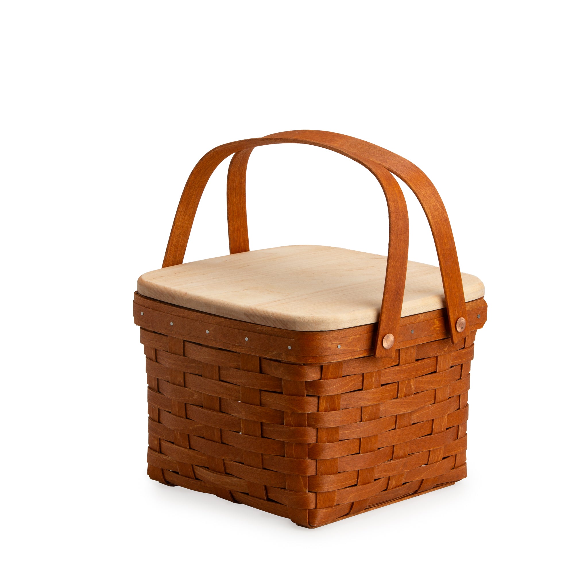 Mackinac Provision Picnic Basket with Lid and Protectors - Warm Cinnamon