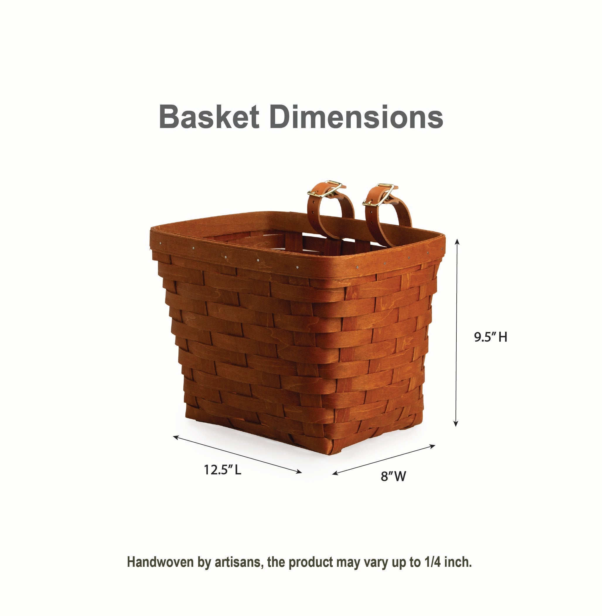 Mackinac Tapered Rectangle Bicycle Basket - Warm Cinnamon - Image 2