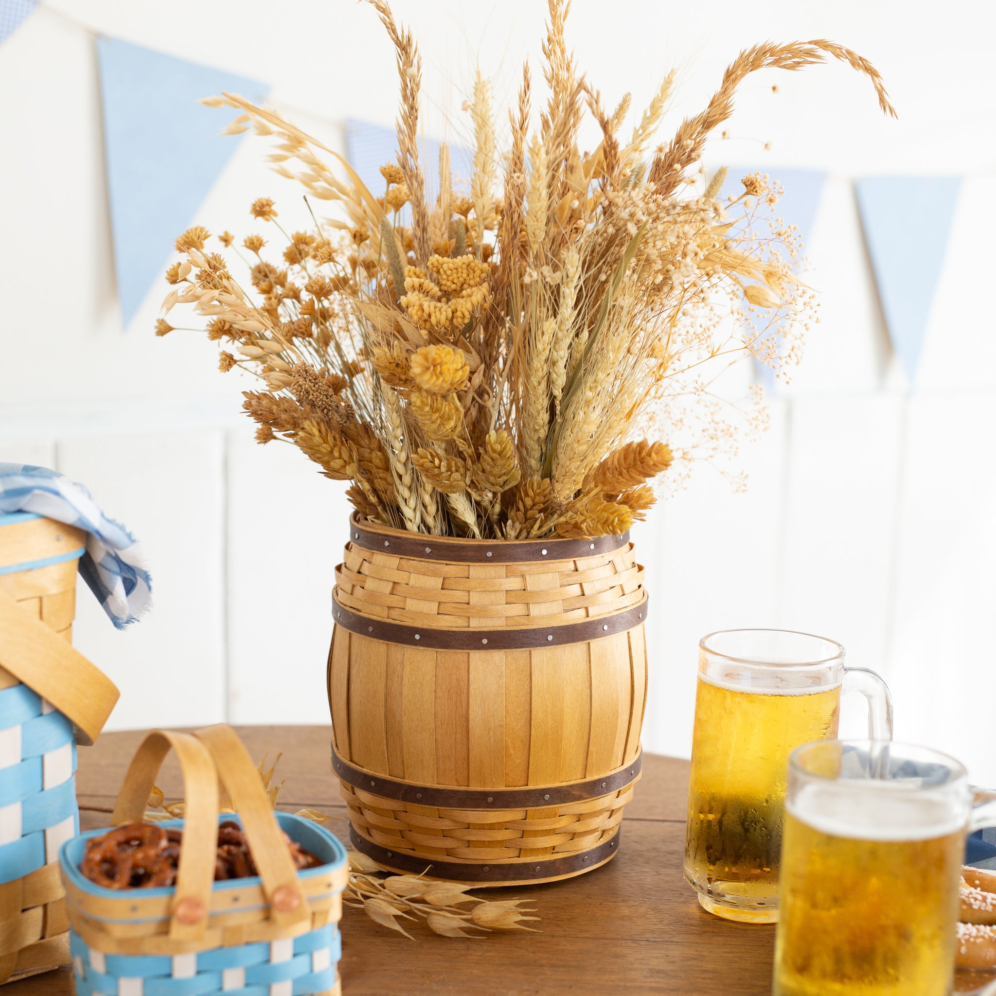 Oktoberfest Barrel Basket with Protector - Wheat - Image 3