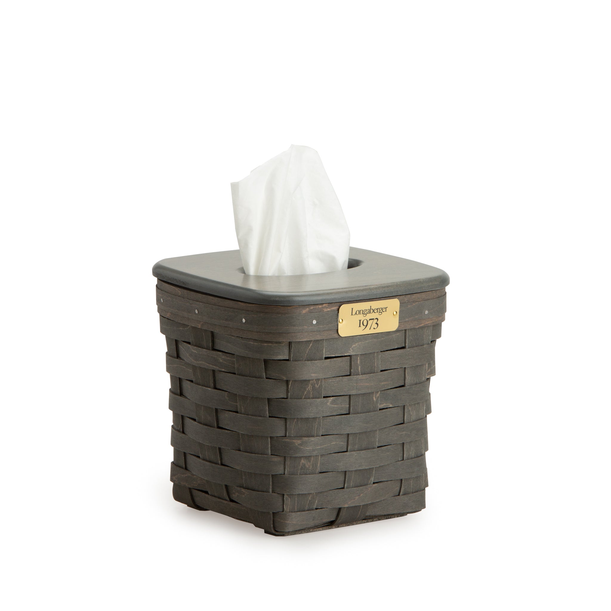 1973 Tall Tissue Basket Set with Lid and Protector - Pewter