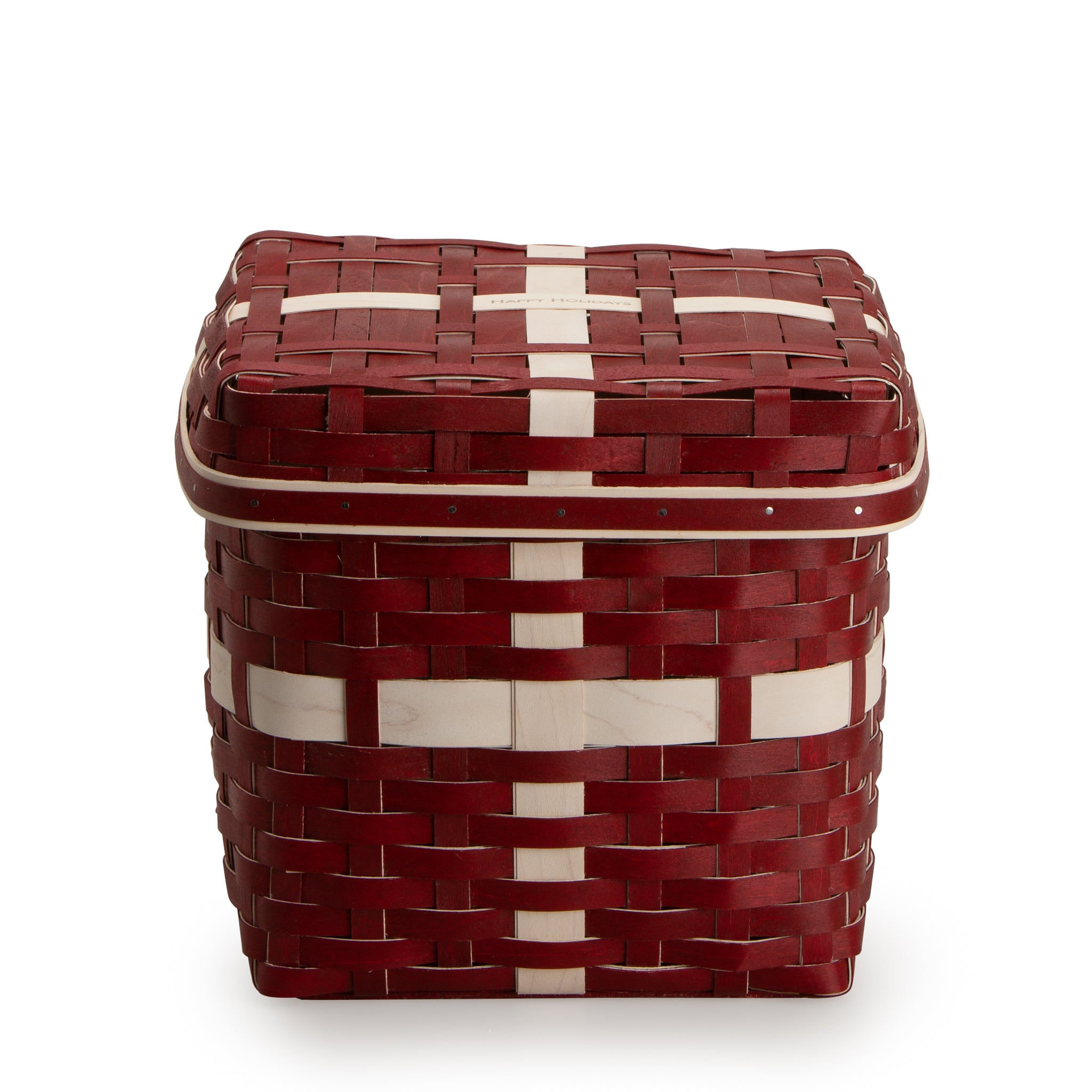 Holiday Present Basket Set with Protector and Lid - Red and White