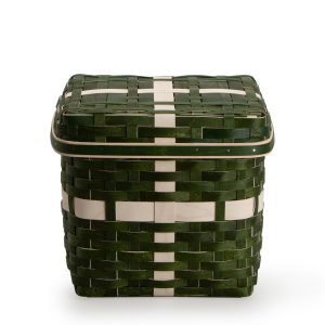 Holiday Present Basket Set with Protector and Lid - Bold Green and White