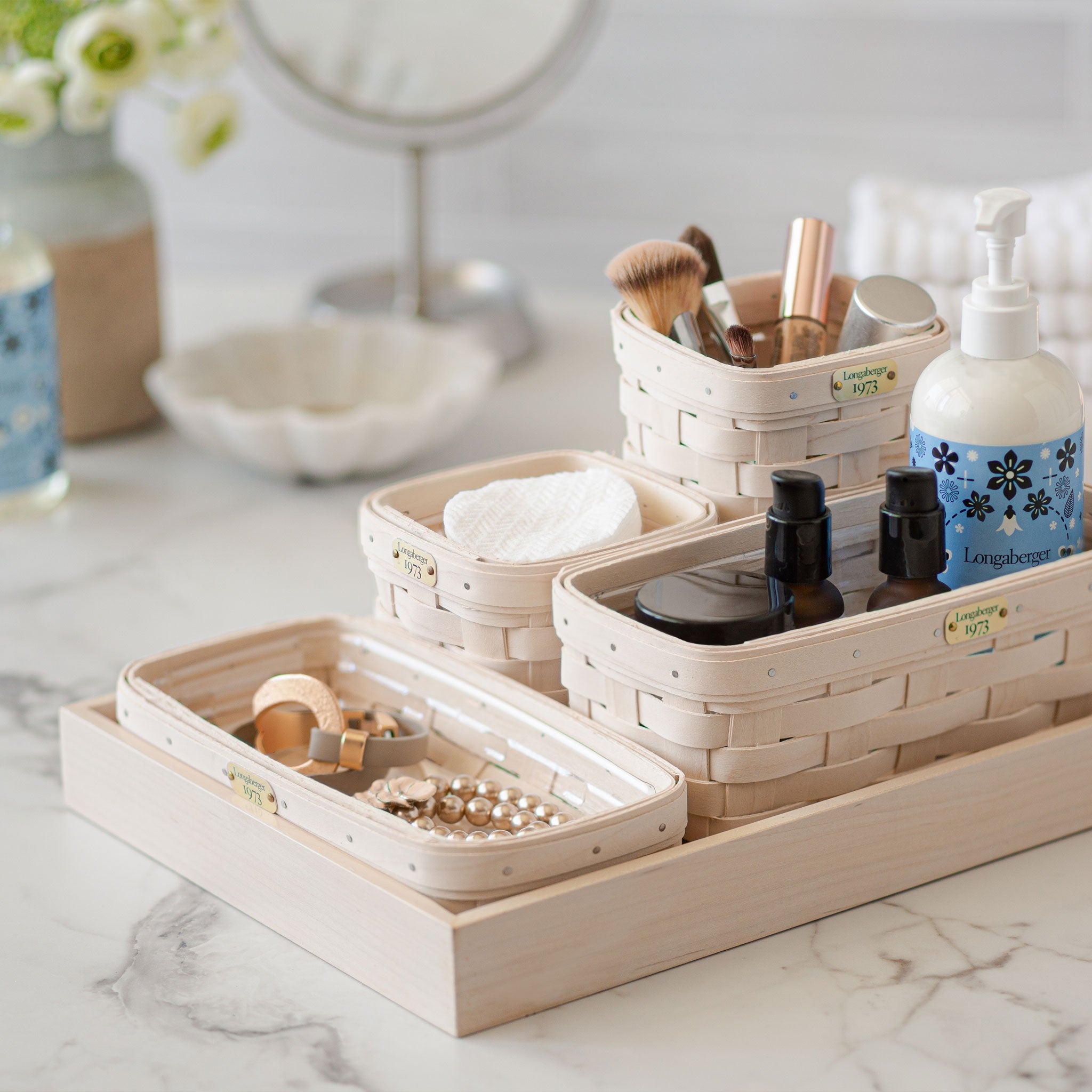 White 1973 Medium Wood Organizing Tray - Image 3