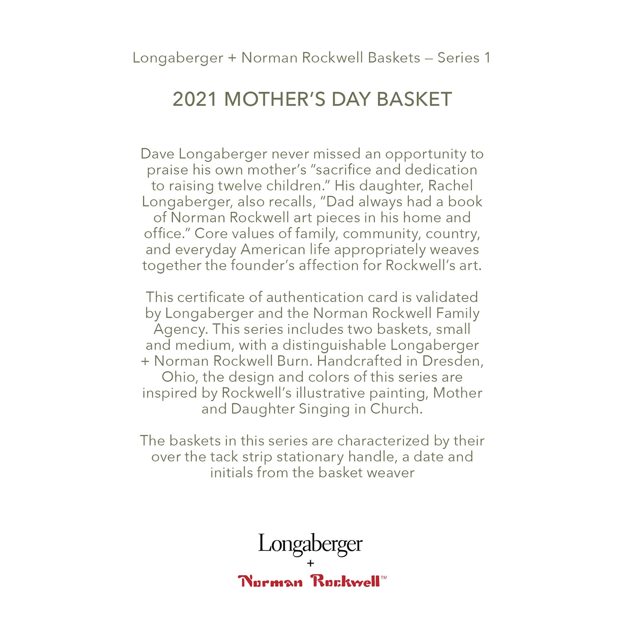 Norman Rockwell Rectangle Mother's Day Basket - Light Brown - Image 3